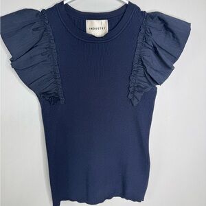 Industry Navy Ruffle Sleeve Top